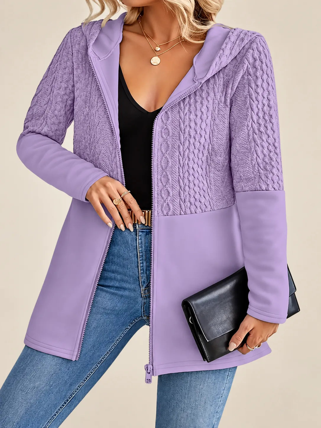 Sofía | Chaqueta de punto de ochos con capucha