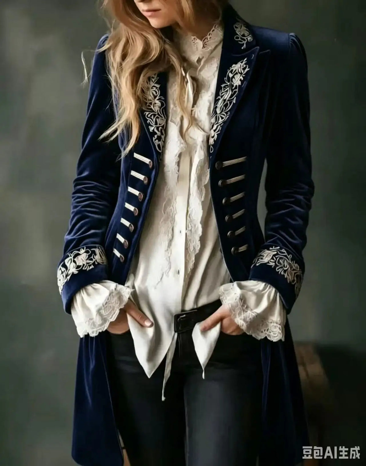 Laura | Chaqueta larga de terciopelo bordado
