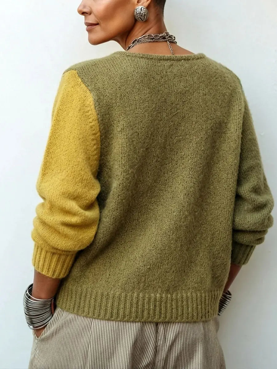 Jersey de punto asimétrico y acogedor con bloques de color