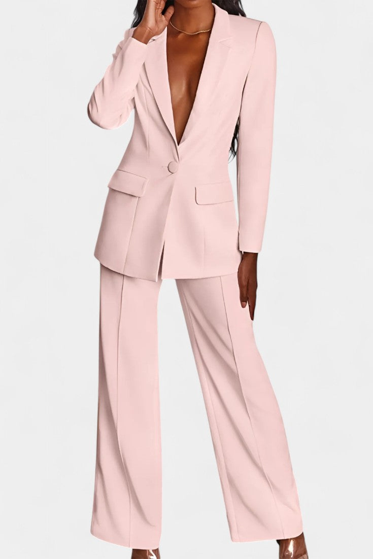Marnie - Conjunto de blazer sastre y pantalón ancho
