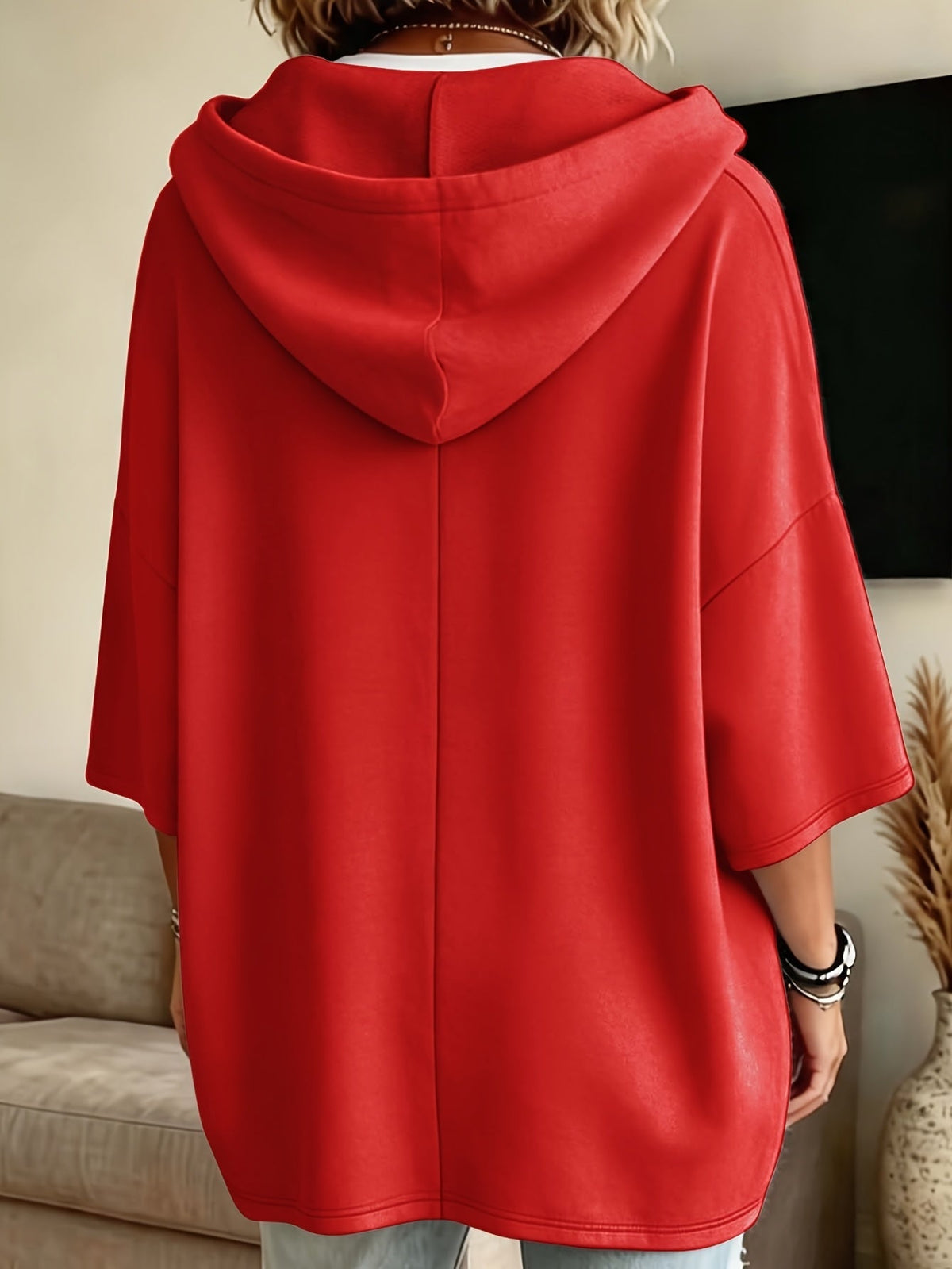 Sudadera de Forro Polar Oversize Cómoda para Mujer con Capucha de Cordón, Manga Murciélago, Bolsillo Canguro y Estilo Relajado