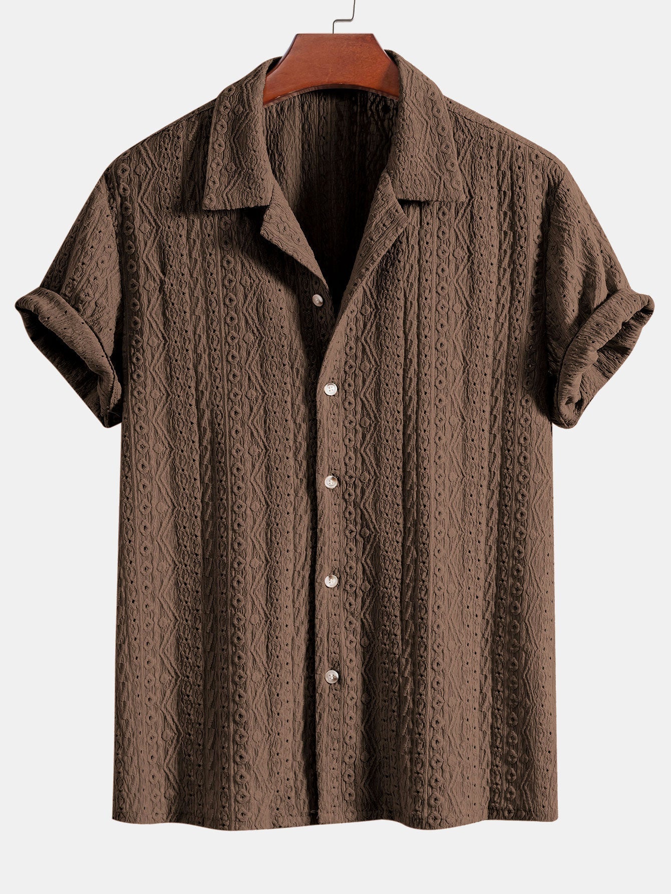 Conjunto Camisa Cubana Jacquard y Pantalón Recto de Lino