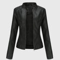 Artemis / Chaqueta de cuero para mujer con botones delanteros, cuello camisero y corte oversize estilo sobrecamisa