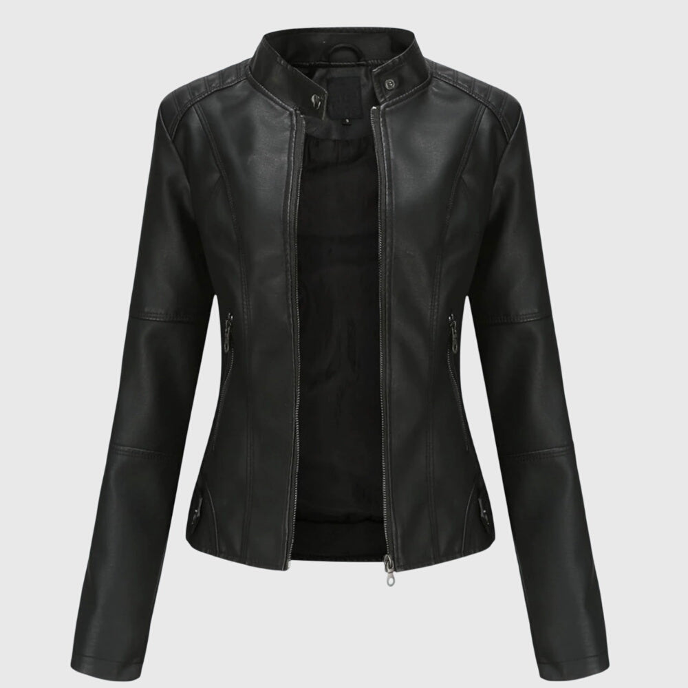 Artemis / Chaqueta de cuero para mujer con botones delanteros, cuello camisero y corte oversize estilo sobrecamisa