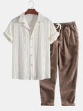 Conjunto Camisa Cubana Jacquard y Pantalón Cropped Lino