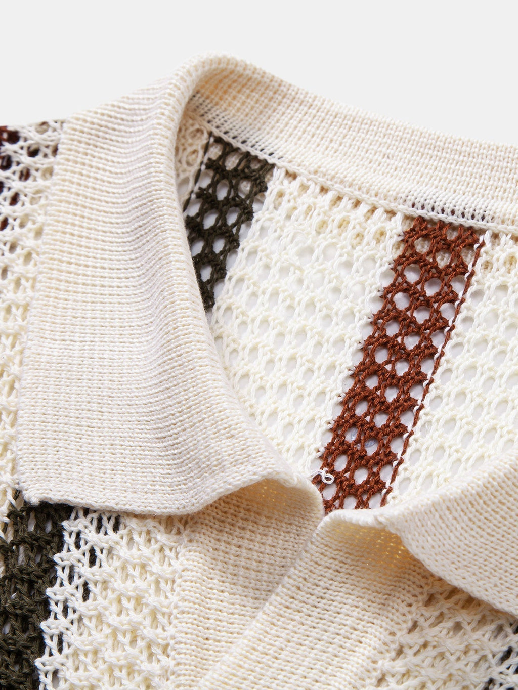 Conjunto Polo Crochet Rayas y Shorts Texturizados