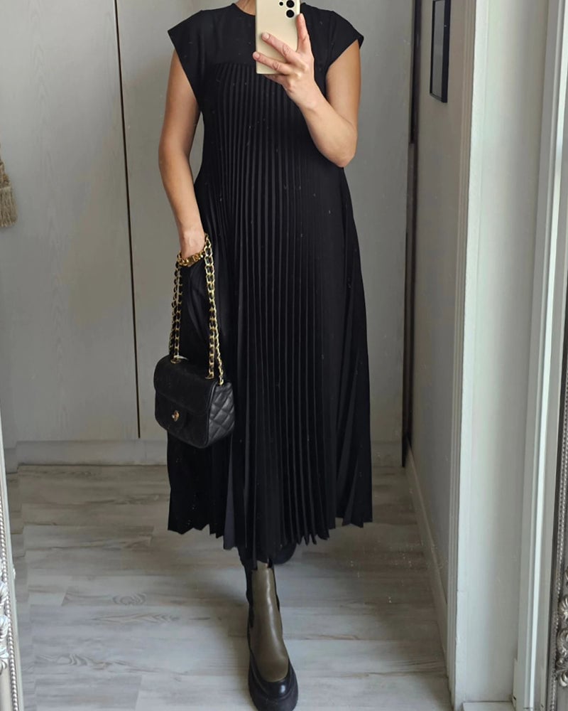 Vestido Largo Plisado Casual de Verano para Mujer