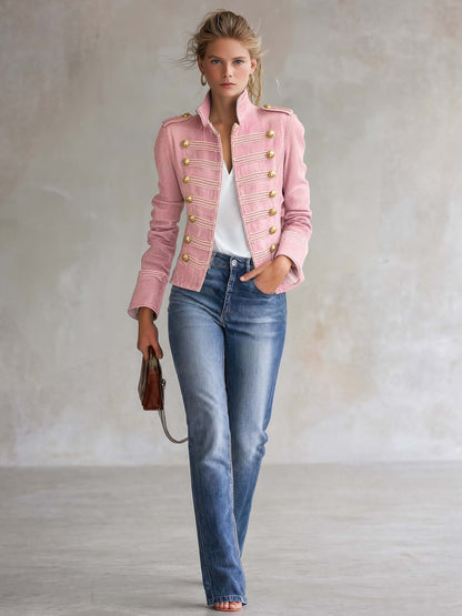 Alba | Chaqueta vaquera de estilo militar con botones dorados