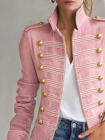 Alba | Chaqueta vaquera de estilo militar con botones dorados