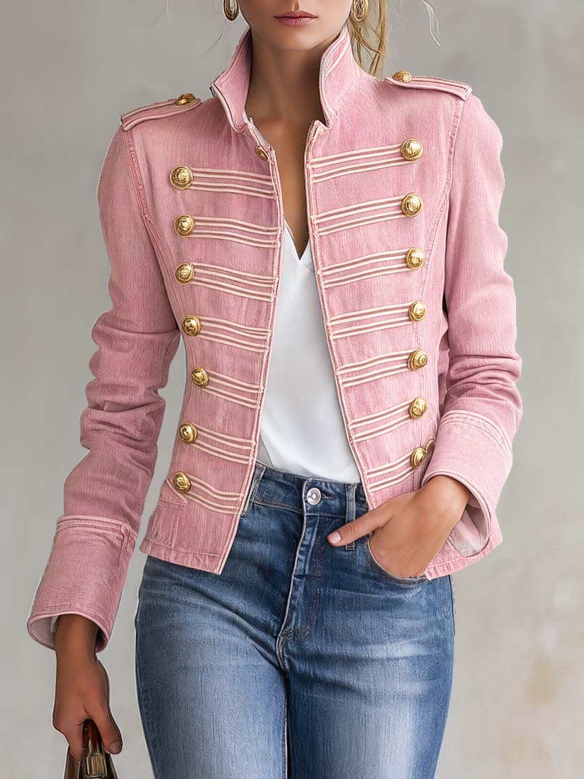 Alba | Chaqueta vaquera de estilo militar con botones dorados