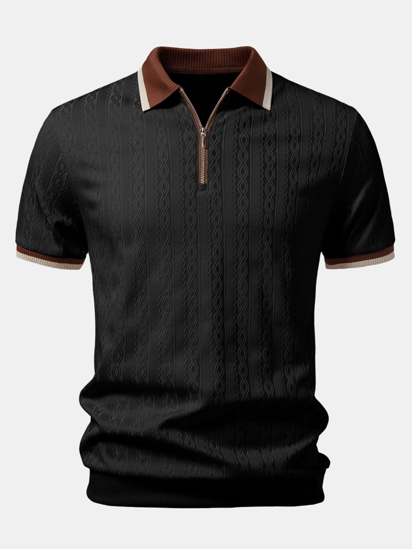 Conjunto Polo De Punto Con Cremallera Y Pantalón Slim
