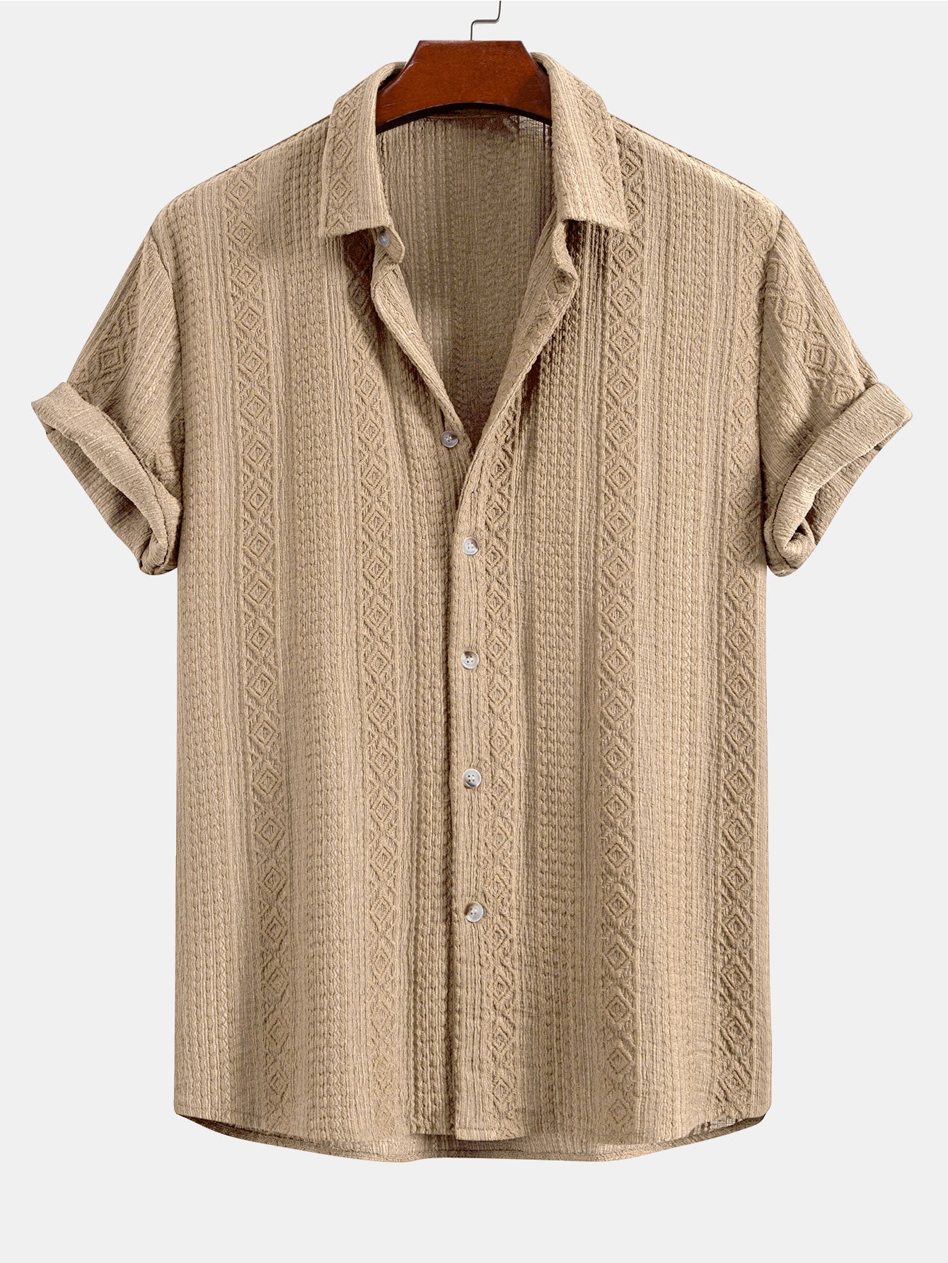 Conjunto Camisa Jacquard Geométrica y Pantalón Recto