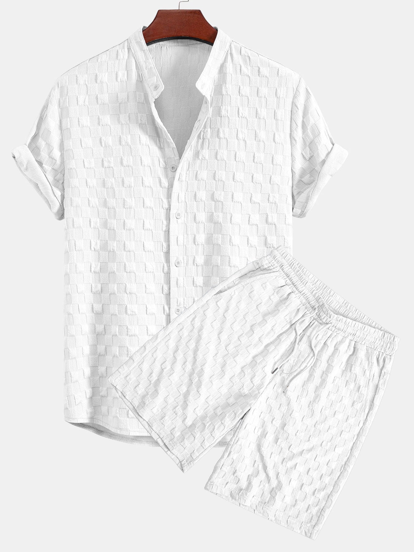 Conjunto Camisa y Pantalón Corto Cuadros Jacquard