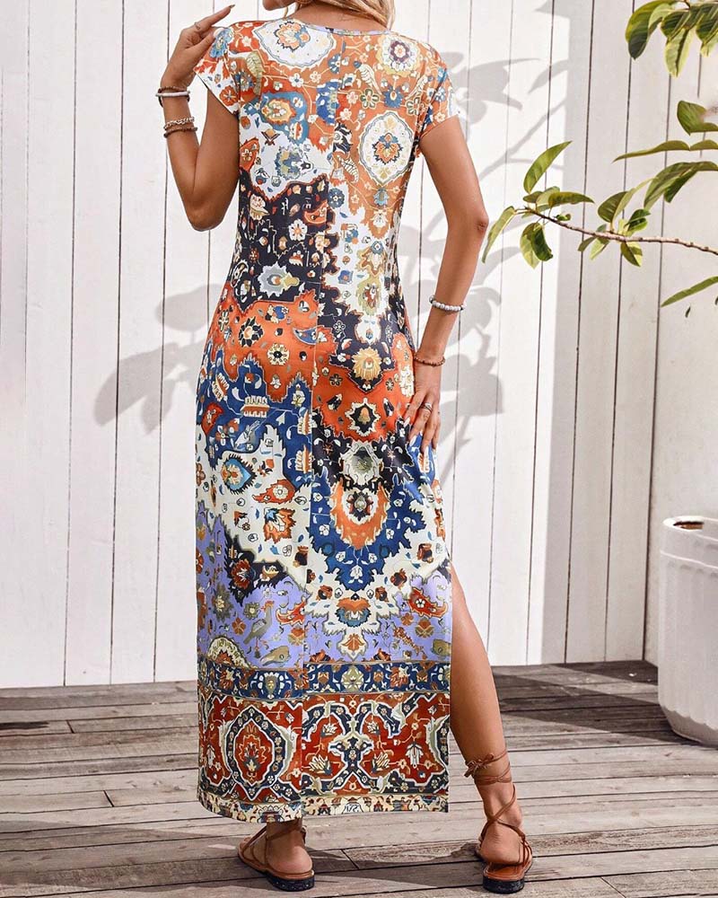 Vestido Largo Veraniego Estampado con Aberturas