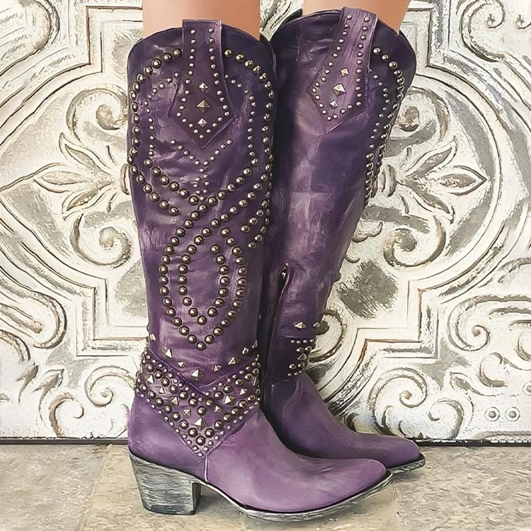 Rufa | Botas camperas con tachuelas hasta la rodilla