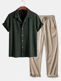 Conjunto Camisa Cubana Jacquard y Pantalón Recto