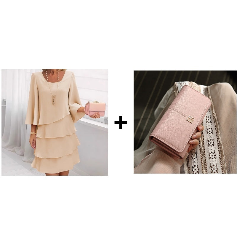Vestido Largo Mujer con Volantes y Escote Cuadrado