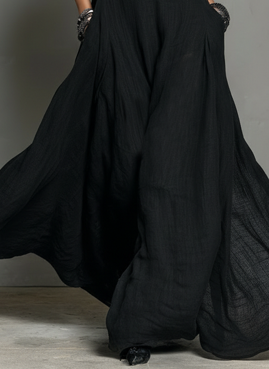 Vestido Maxi Sin Mangas De Lino Estilo Minimalista