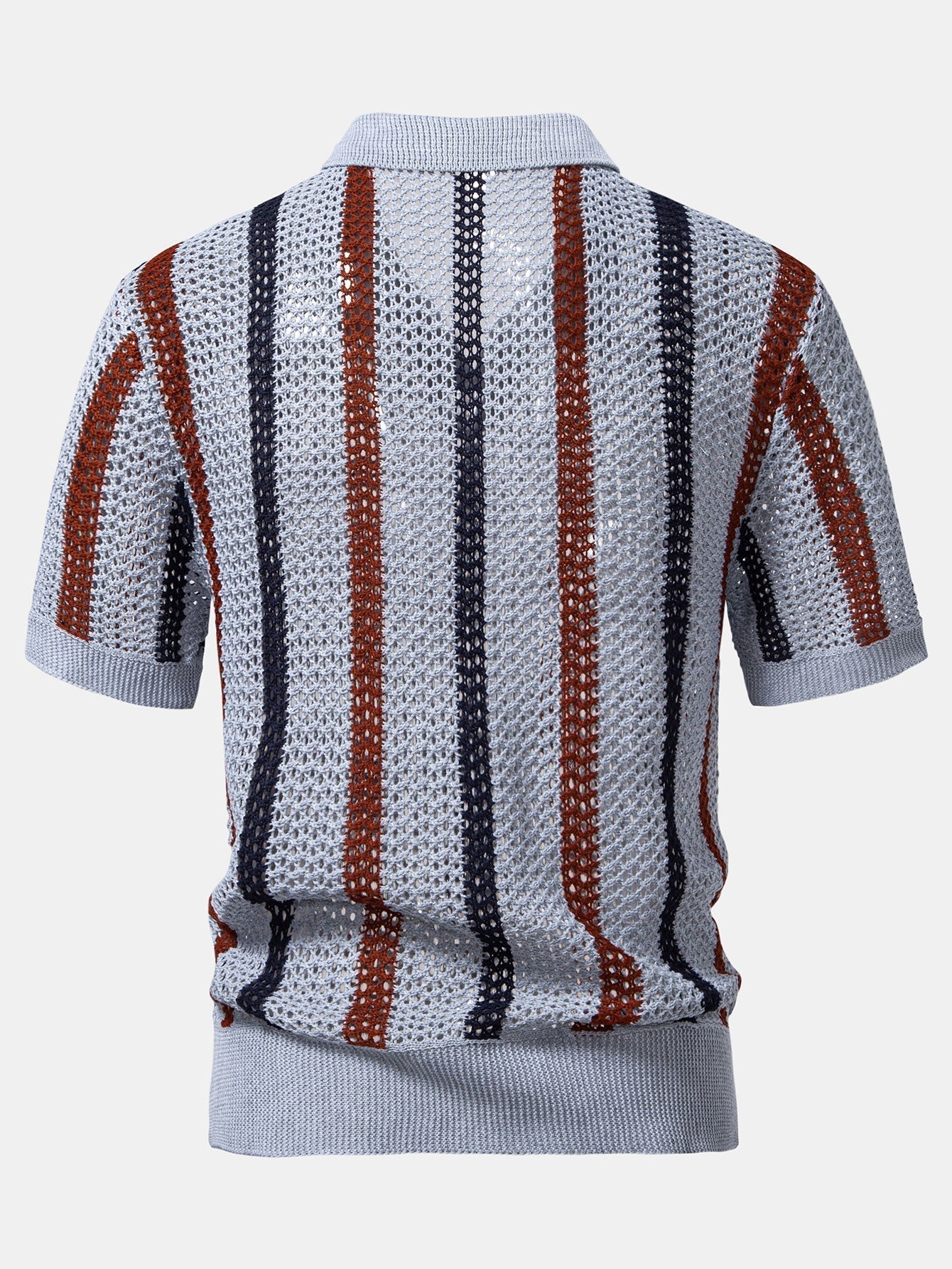 Conjunto Polo Crochet Rayas y Shorts Texturizados