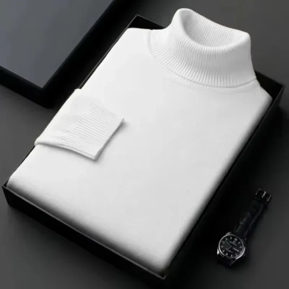 Jersey de Cuello Alto de Cachemira Pura para Hombre