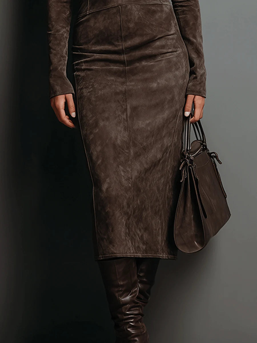 Ava | Vestido midi de ante
