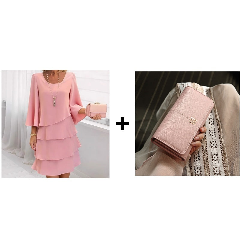 Vestido Largo Mujer con Volantes y Escote Cuadrado