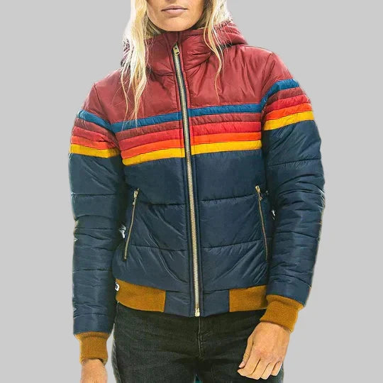 Inés - Abrigo Retro con Capucha de Piel
