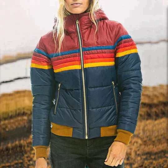 Inés - Abrigo Retro con Capucha de Piel