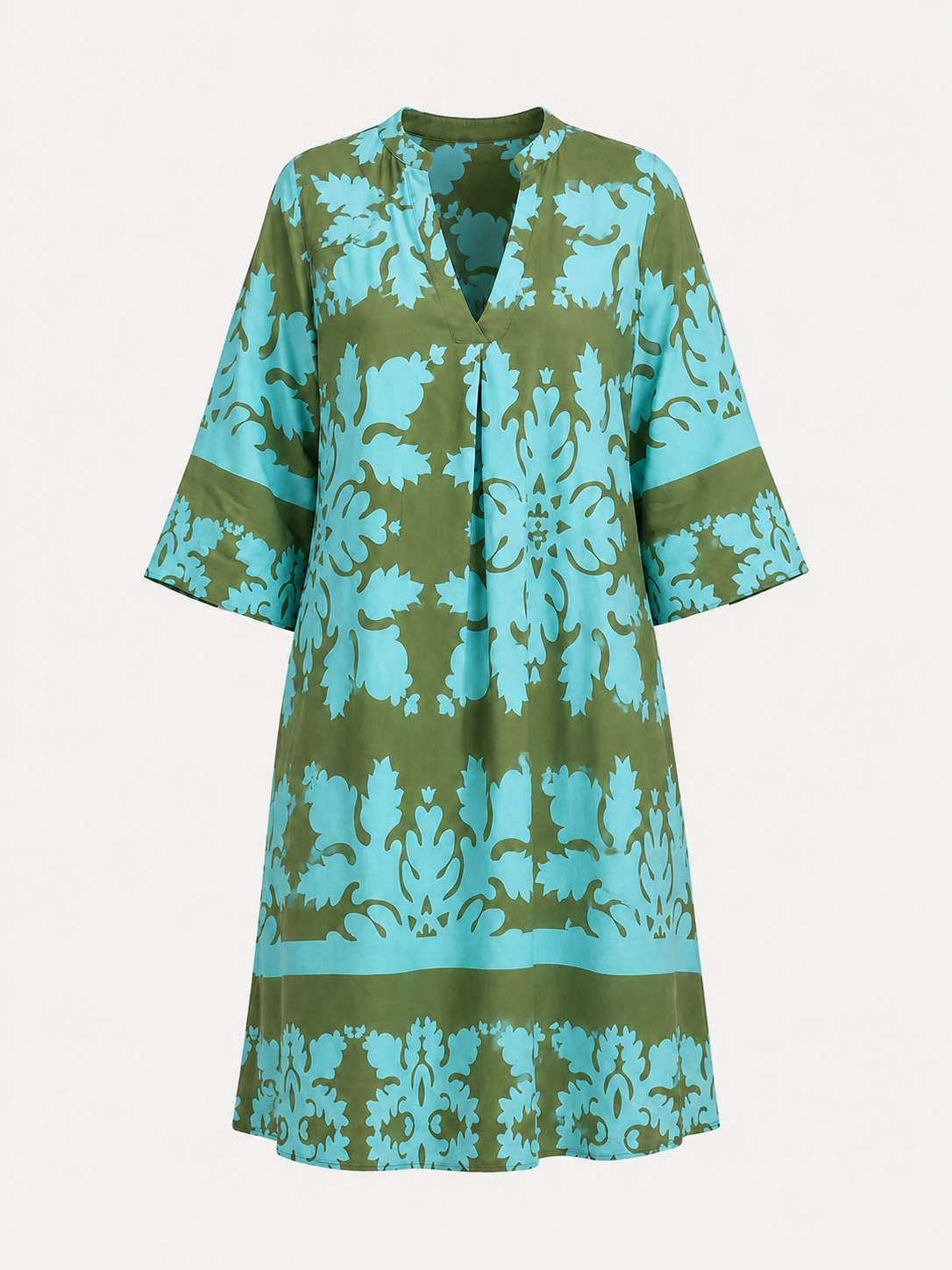 Vestido Primaveral con Estampado y Escote en V