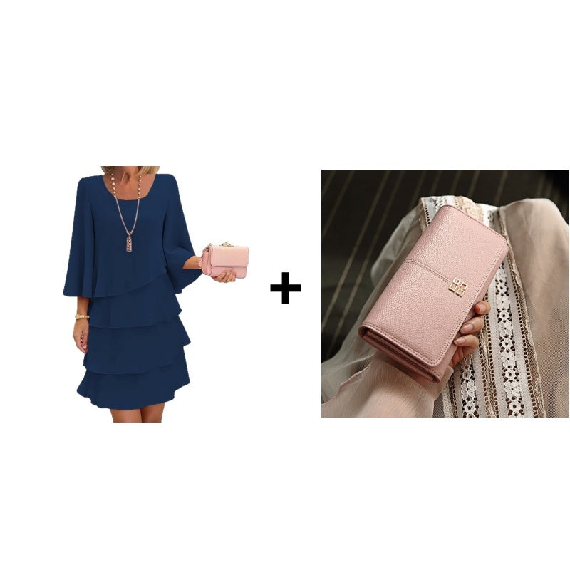 Vestido Largo Mujer con Volantes y Escote Cuadrado