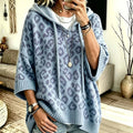 Sudadera Oversize Estampada de Leopardo Cómoda para Mujer con Cuello con Capucha, Manga Murciélago y Estilo de Punto con Cordón