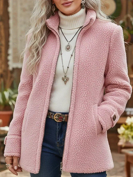 Judit | Chaqueta acogedora con cuello mao y cremallera completa