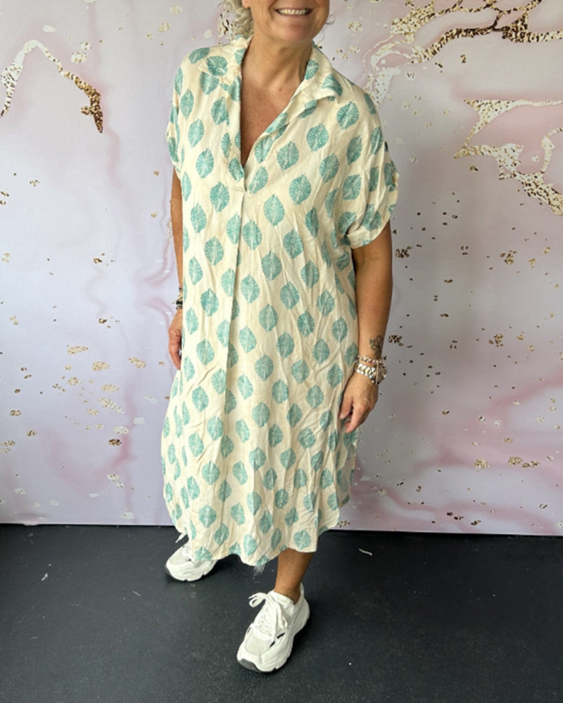 Vestido Midi Holgado de Primavera con Cuello Solapa