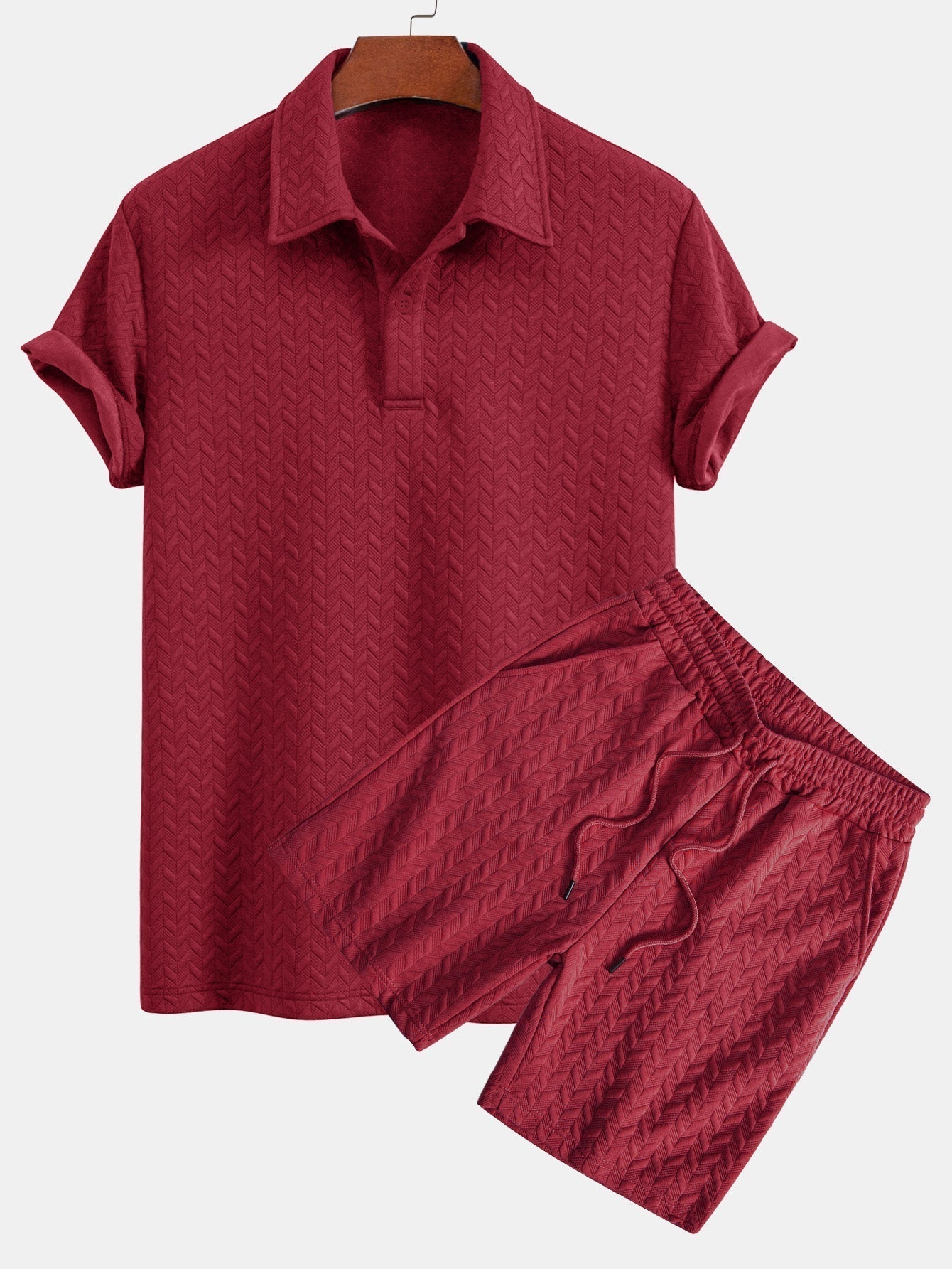 Conjunto Polo Y Pantalón Corto Jacquard Geométrico
