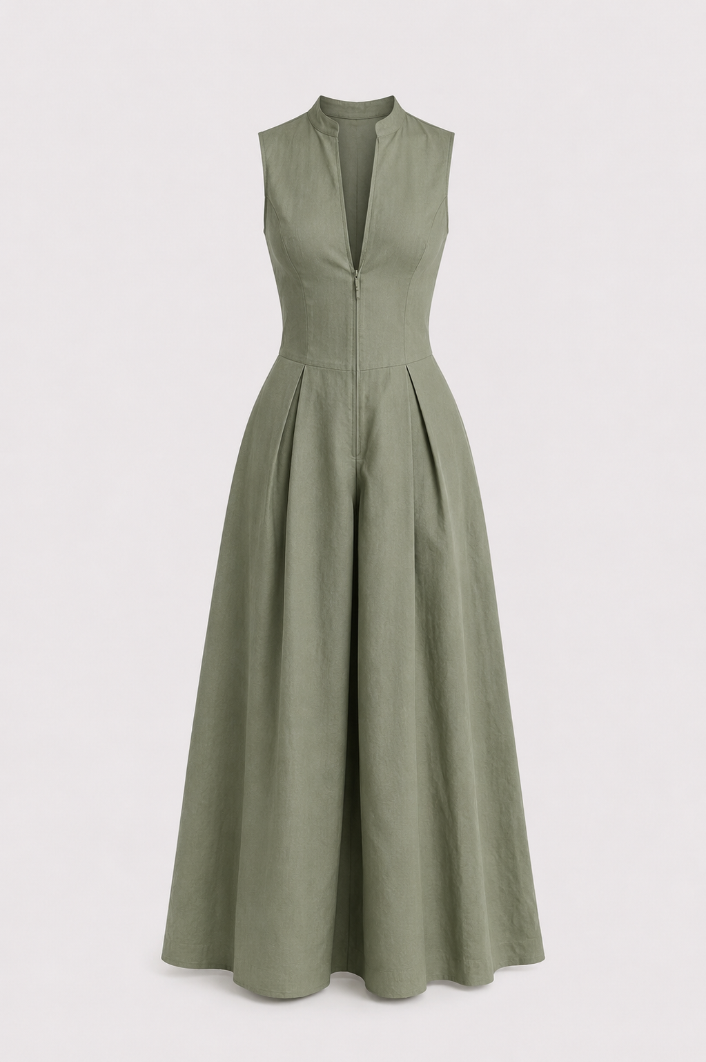 Vestido Entallado con Cremallera y Falda Fluida