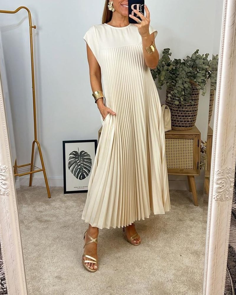 Vestido Largo Plisado Casual de Verano para Mujer
