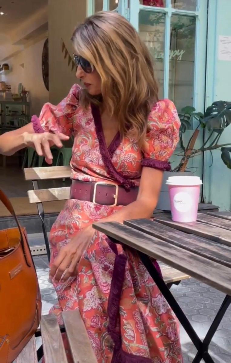 Vestido Maxi Rosa Elegante de Manga Corta