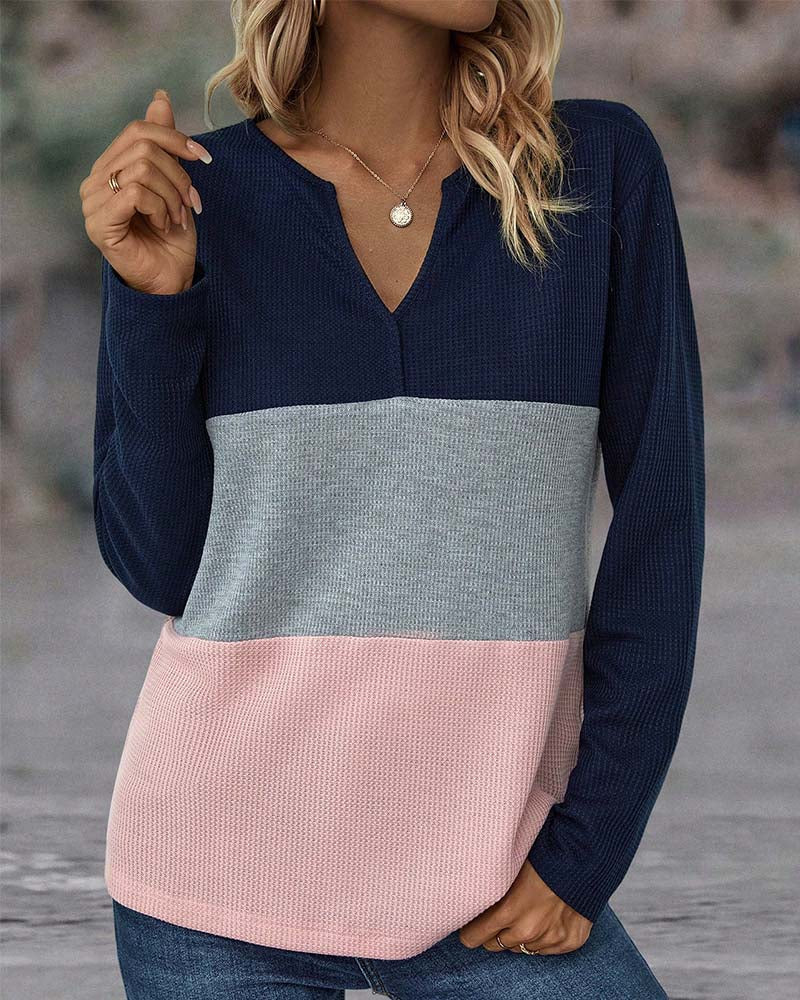 Blusa Colorida con Cuello en V de Corte Suelto