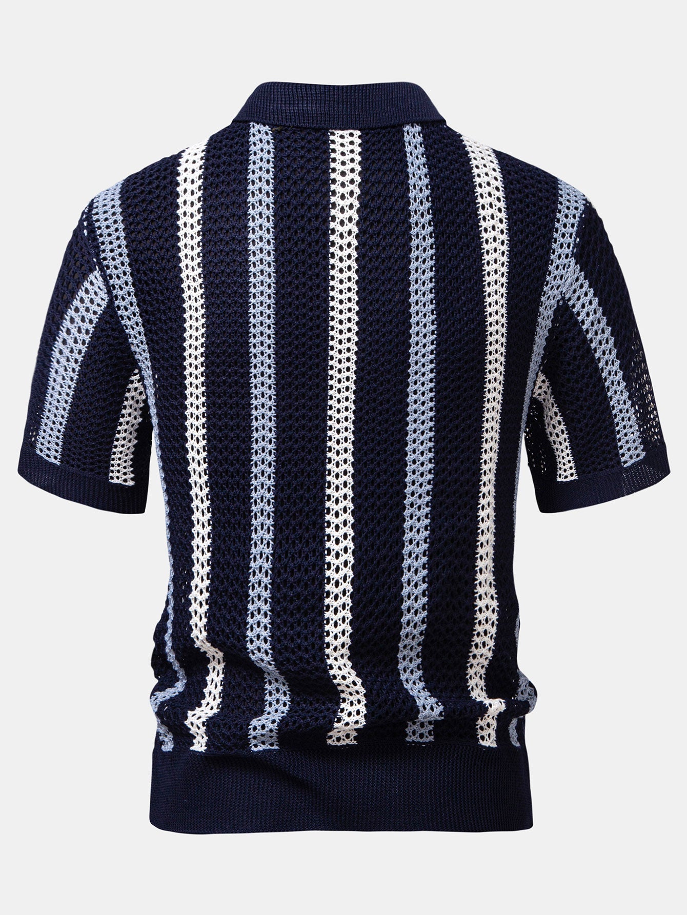 Conjunto Polo Crochet Rayas y Pantalón Recto de Lino