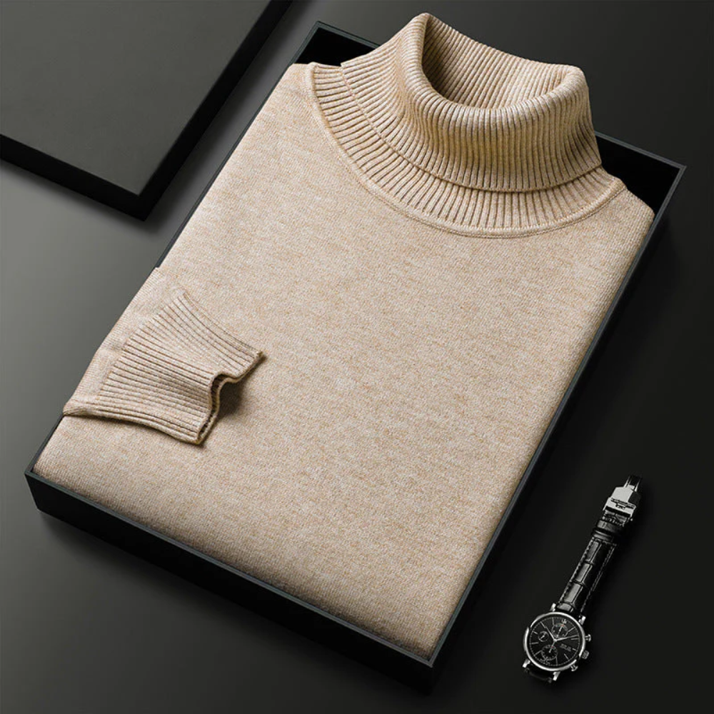 Jersey de Cuello Alto de Cachemira Pura para Hombre