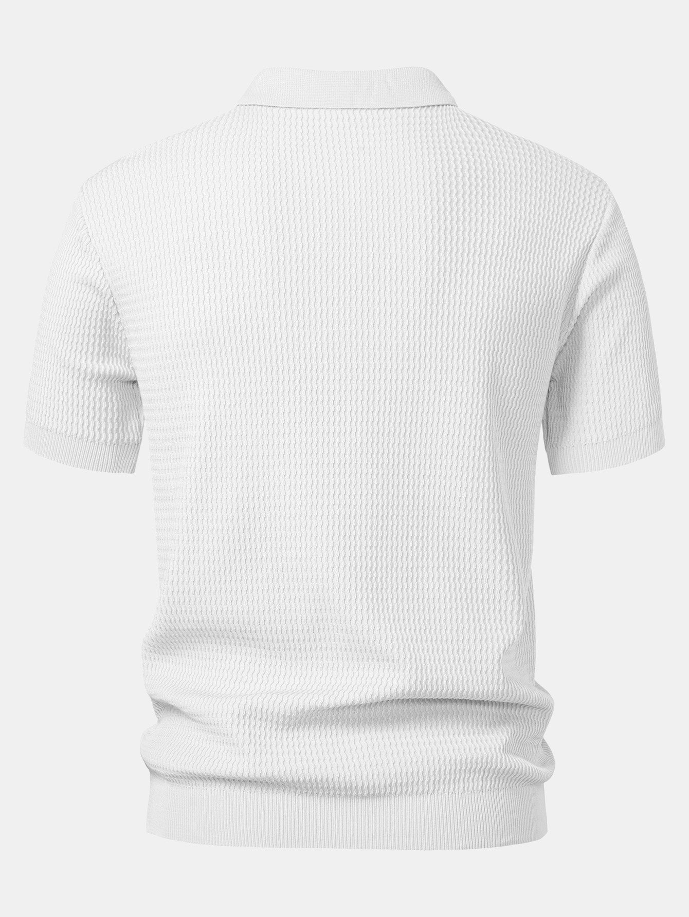 Conjunto Punto Jacquard Polo V y Pantalón Recto Acanalado