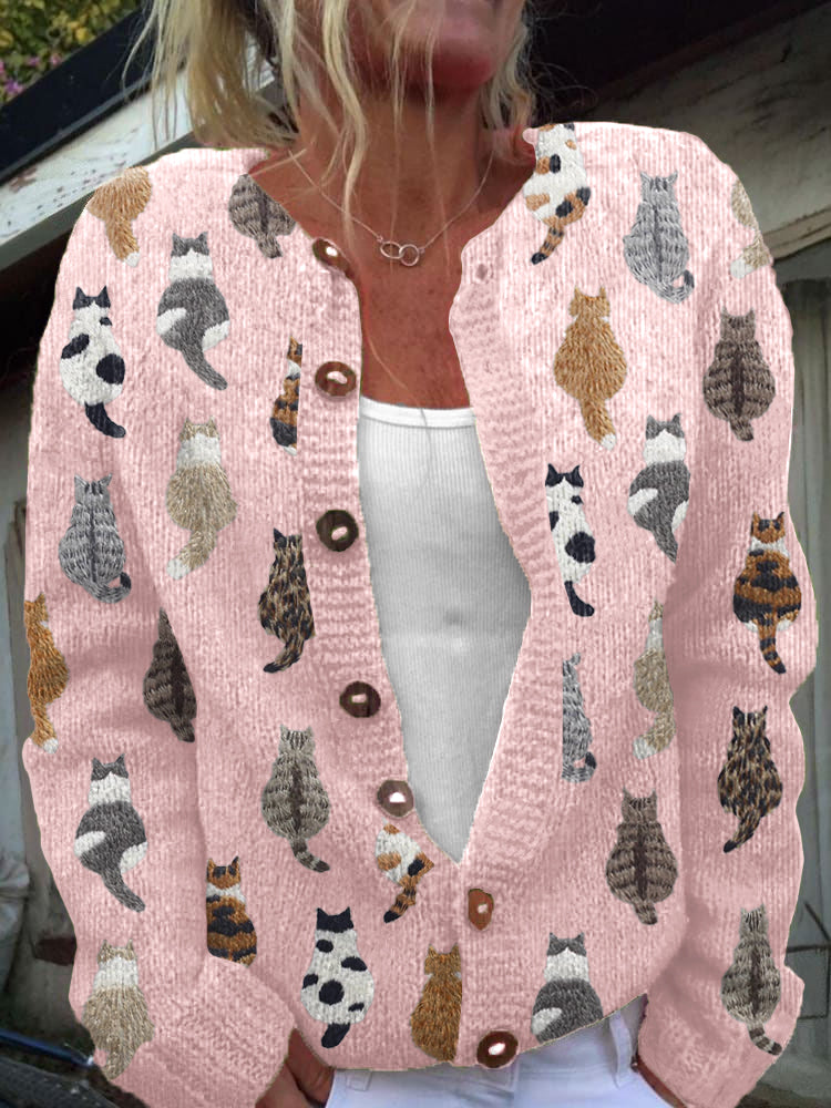 Charlotte™ | Cárdigan Acogedora con Estampado de Gatos