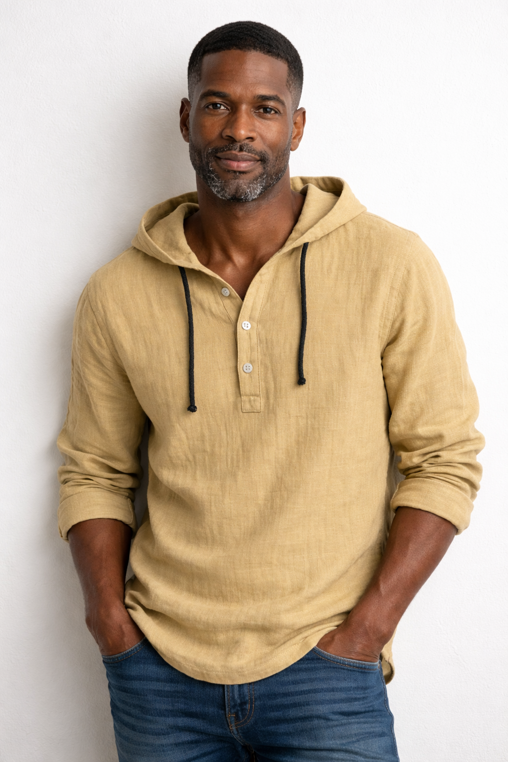 Camisa De Lino Con Capucha Para Hombre Casual
