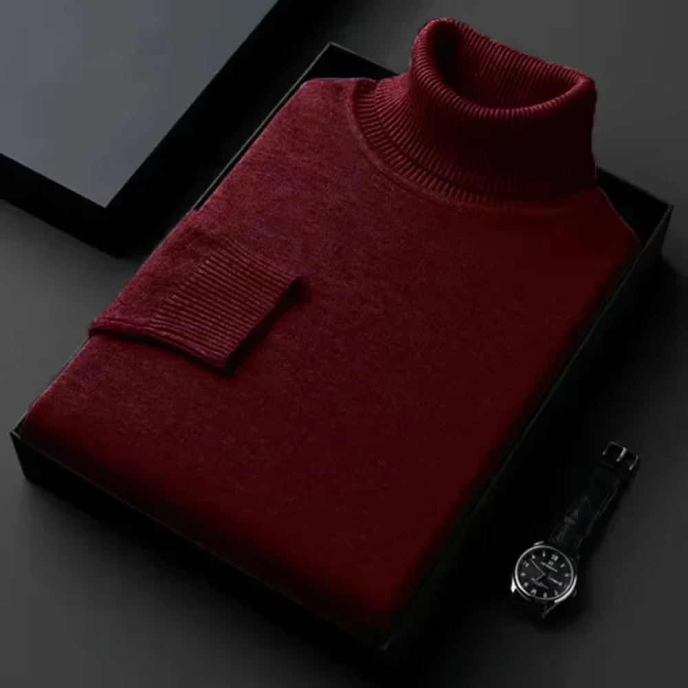 Jersey de Cuello Alto de Cachemira Pura para Hombre