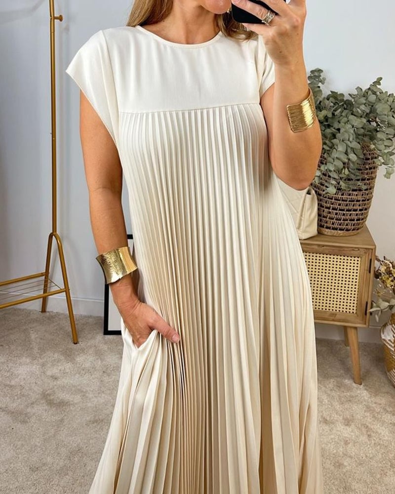 Vestido Largo Plisado Casual de Verano para Mujer