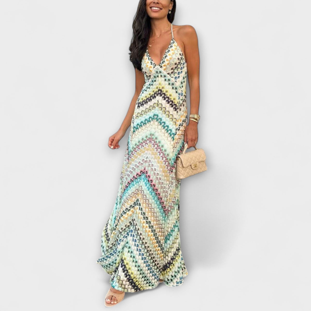 Remi - Vestido Maxi Estampado de Espiga Multicolor