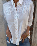 Blusa De Encaje Bordado Elegante Para Mujer