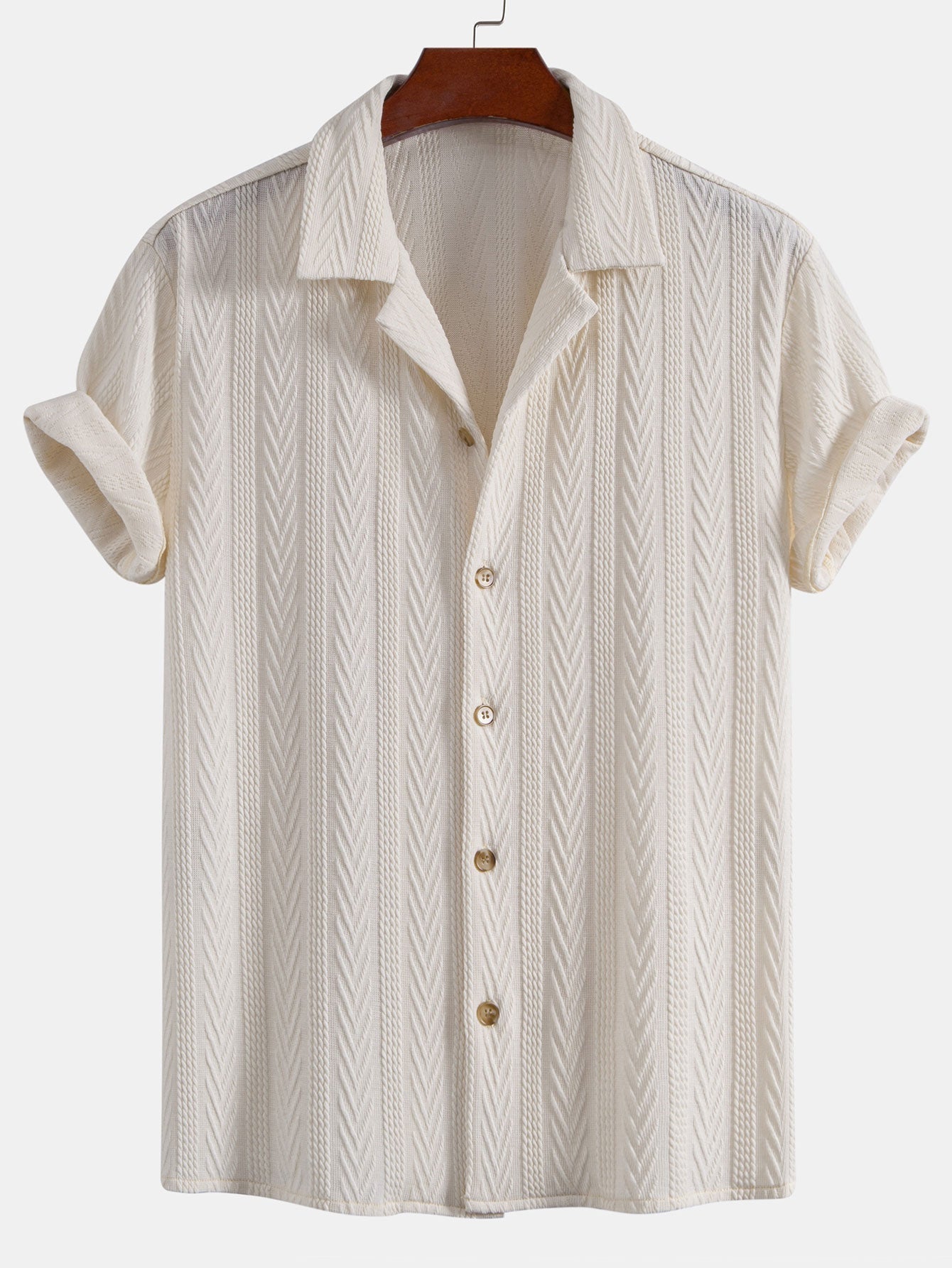 Conjunto Camisa Cubana Jacquard y Pantalón Recto Casual