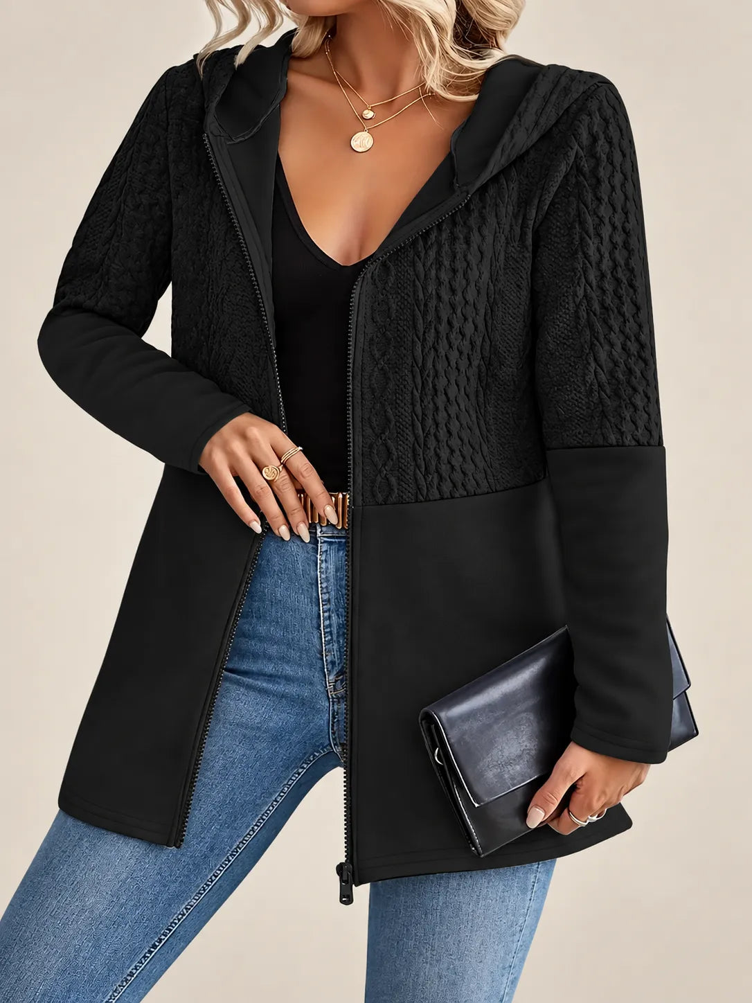 Sofía | Chaqueta de punto de ochos con capucha