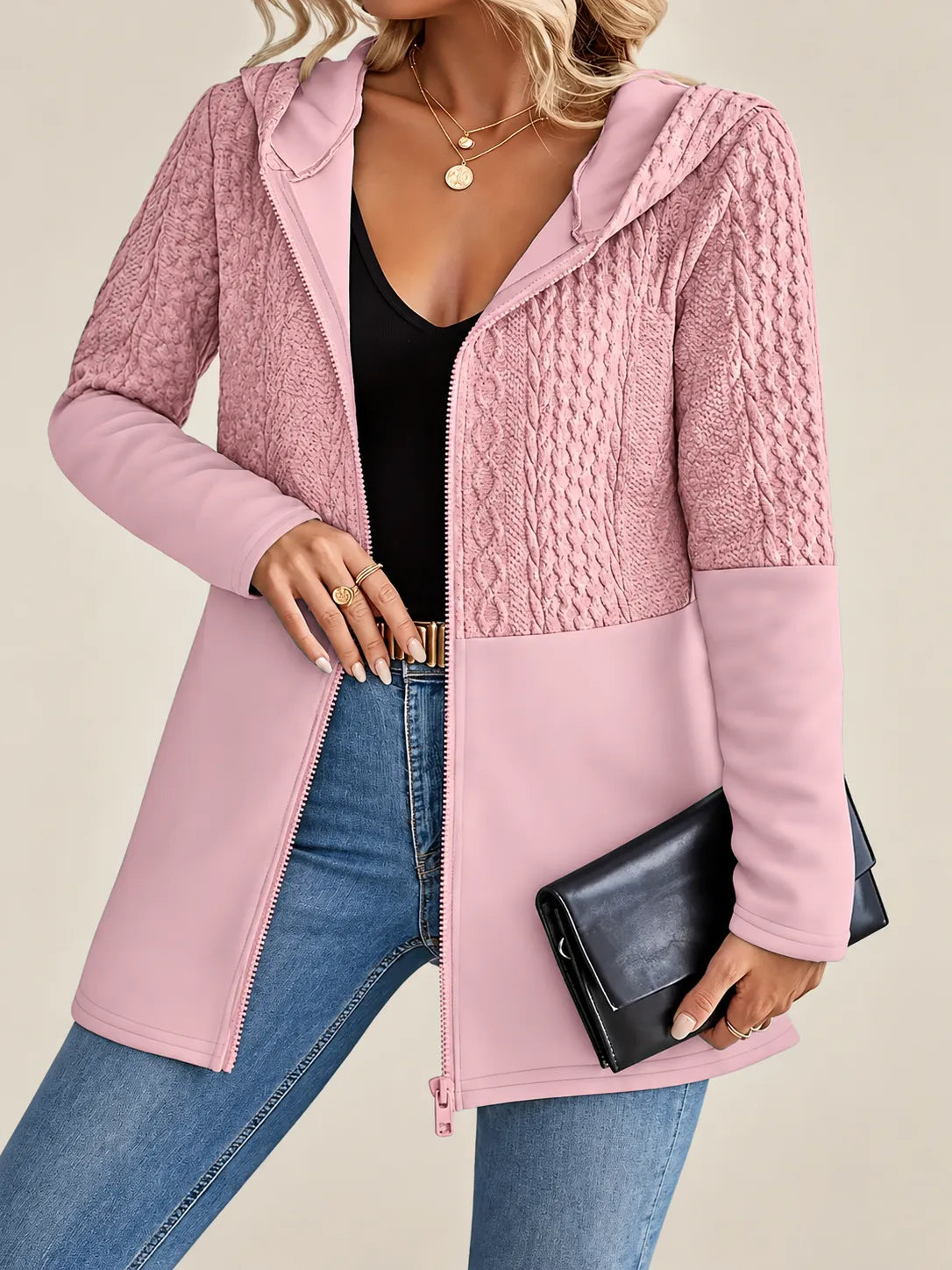 Sofía | Chaqueta de punto de ochos con capucha